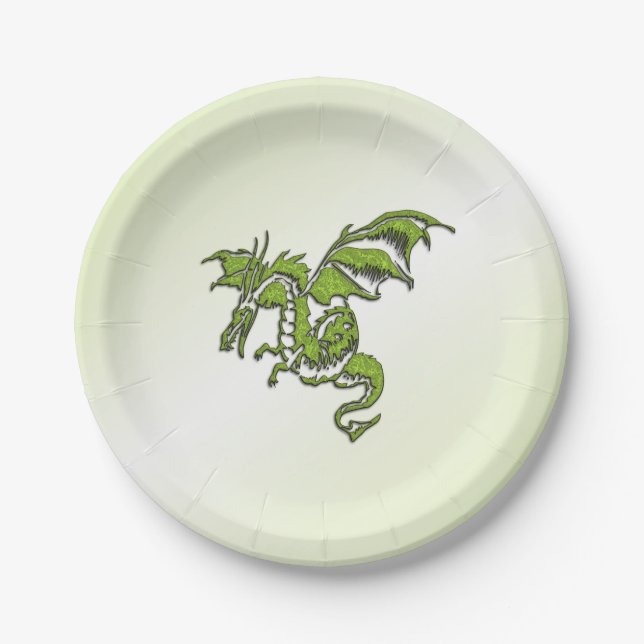 Assiettes En Carton Dragon volant vert (Devant)