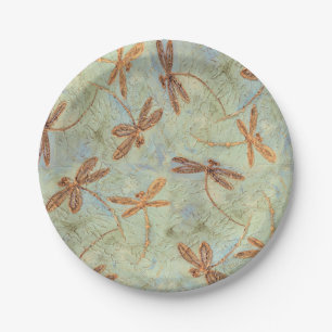 Assiettes En Carton Dragonfly Dance Gold