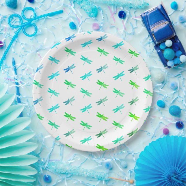 Assiettes En Carton Dragonfly Green et Blue (Fête)