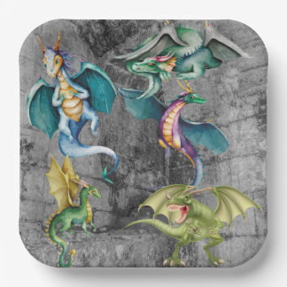 Assiettes En Carton Dragons dans un coin