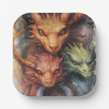 Dragons orange rouge vert