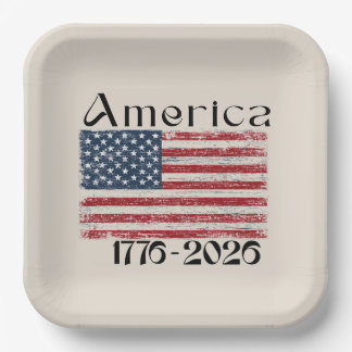 Assiettes En Carton Drapeau américain 1776 à 2026 États-Unis 250e anni