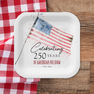 Assiettes En Carton Drapeau Américain 250 Ans Liberté Fête du 4 Juille