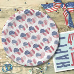 Assiettes En Carton Drapeau américain 4 juillet Parti patriotique<br><div class="desc">Doux Patriotique American Flag Rustique Heart Motif Plaques en papier! Un motif aux coeurs de drapeau américain rustiques ou déprimés pour créer une image amusante en rouge,  blanc et bleu ! Parfait pour 4 juillet,  le Memorial Day,  le Veteran's Day et plus !</div>