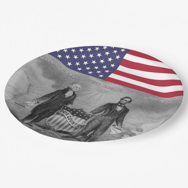 Assiettes En Carton Drapeau américain de George Washington Abraham (Angle)