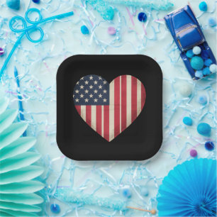 Assiettes En Carton Drapeau américain du 4 juillet Drapeau patriotique