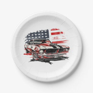 Assiettes En Carton Drapeau Américain Patriotique