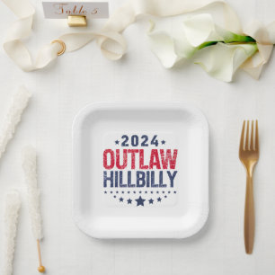 Assiettes En Carton Drapeau américain Trump Vance 2024 hors-la-loi Hil