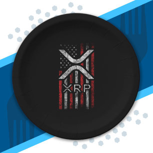 Assiettes En Carton Drapeau américain - XRP Crypto Devise Cryptomonnai