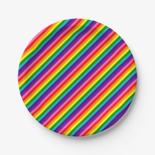 Assiettes En Carton Drapeau arc-en-ciel coloré rayures Motif LGBT bril