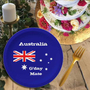 Assiettes En Carton Drapeau australien & G'day Mate, fête, sport /rugb