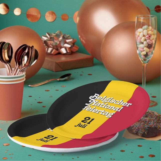 Assiettes En Carton Drapeau belge allemand Belgischer (Multi)