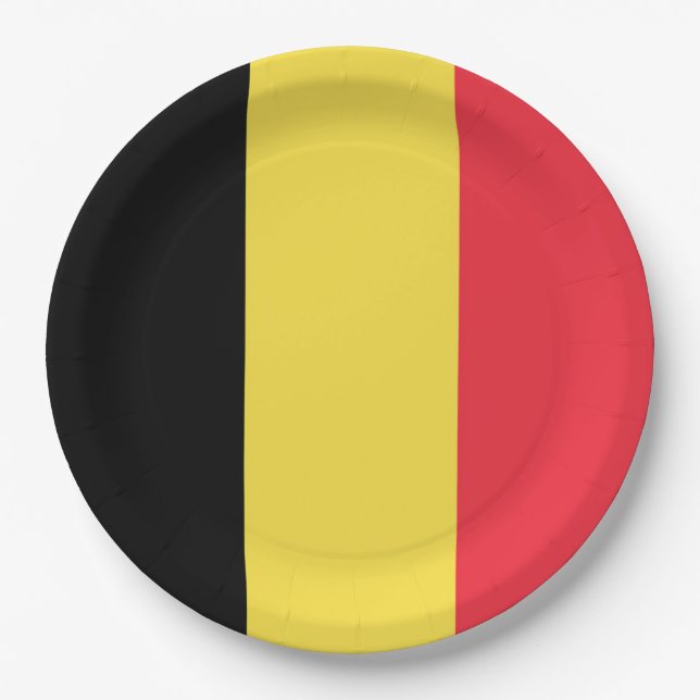 Assiettes En Carton Drapeau Belgique Tricolore (Devant)