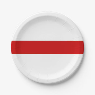 Assiettes En Carton Drapeau biélorusse (rouge et blanc)