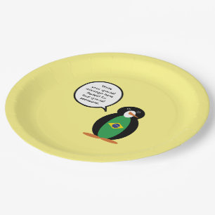 Assiettes En Carton Drapeau brésilien Ms Pingouin Personnalisé Parlant