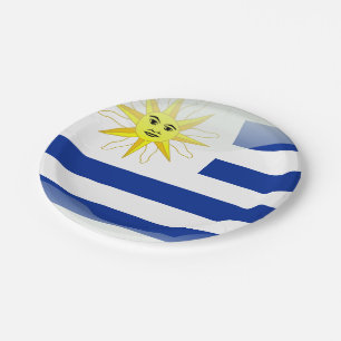 Assiettes En Carton Drapeau brillant de l'Uruguay