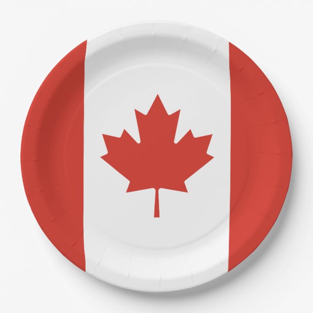 Assiettes En Carton Drapeau canadien (Feuille d'érable) (Canada) (Devant)