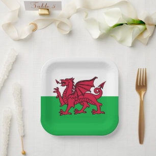 Assiettes En Carton Drapeau celtique du dragon rouge du Pays de Galles