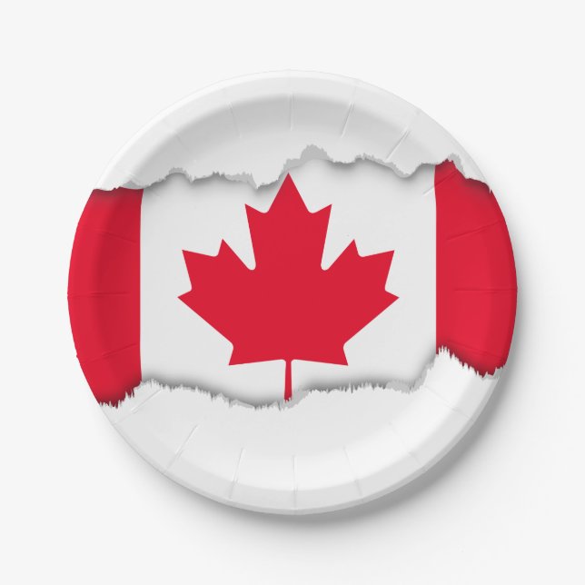 Assiettes En Carton Drapeau classique du Canada (Devant)