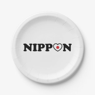 Assiettes En Carton Drapeau Coeur d'amour Nippon
