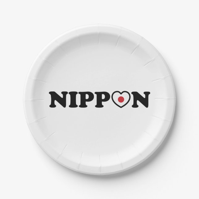 Assiettes En Carton Drapeau Coeur d'amour Nippon (Devant)