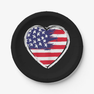 Assiettes En Carton Drapeau Coeur US 4 juillet Étoiles patriotiques am