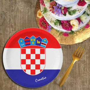 Assiettes En Carton Drapeau croate et patriotes du parti Croatie/sport