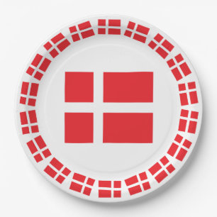 ASSIETTES EN CARTON DRAPEAU DANNEBROG DU DANEMARK