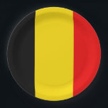 Assiettes En Carton Drapeau de Belgique<br><div class="desc">Le drapeau belge,  inspiré du tricolore français,  fut adopté en 1831,  peu après avoir obtenu son indépendance des Pays-Bas. #drapeau #belgium #belgian #patriotic</div>