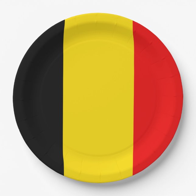 Assiettes En Carton Drapeau de Belgique (Devant)