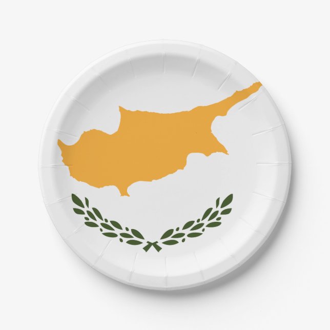 Assiettes En Carton Drapeau de Chypre (Devant)