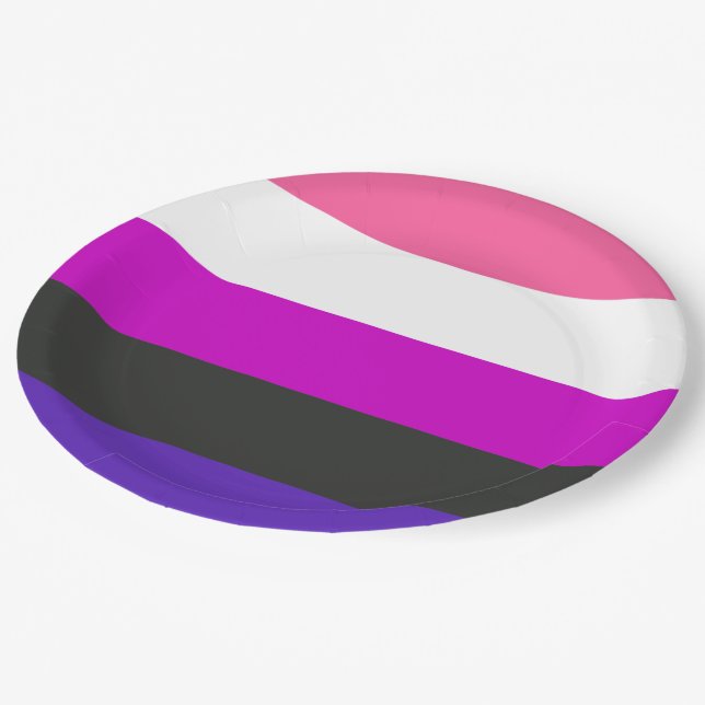 Assiettes En Carton Drapeau de fierté genderfluid (Angle)
