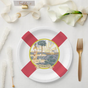 Assiettes En Carton Drapeau de Floride : L'état de soleil des Floridie