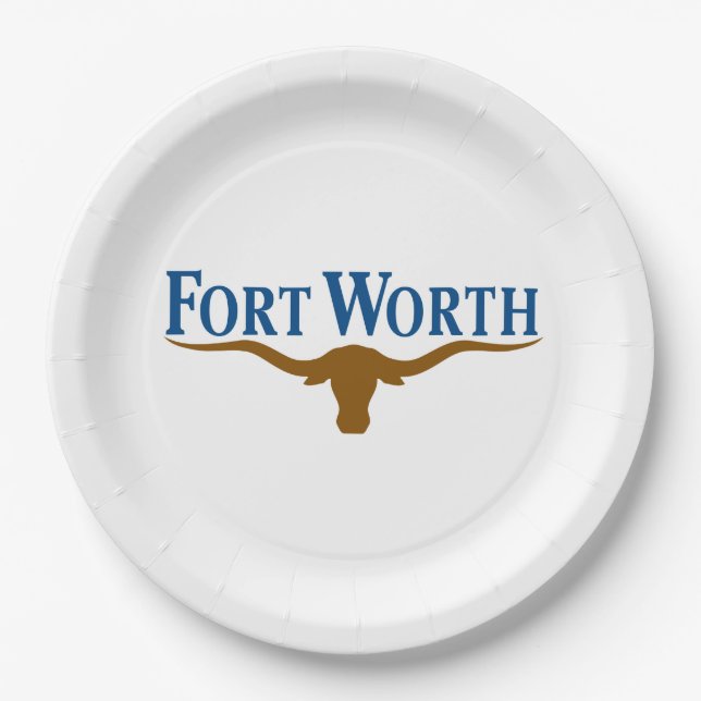 Assiettes En Carton Drapeau de Fort Worth (Texas) (Devant)