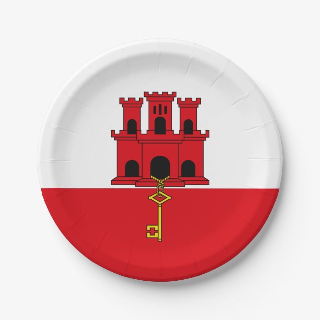 Assiettes En Carton Drapeau de Gibraltar (Devant)