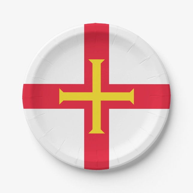 Assiettes En Carton Drapeau de Guernesey (Devant)
