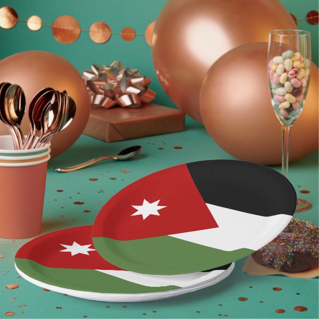 Assiettes En Carton Drapeau de Jordanie (Multi)