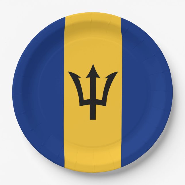Assiettes En Carton Drapeau de la Barbade (Bajan) (Devant)