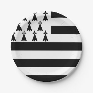 Assiettes En Carton Drapeau de la Bretagne (Gwenn-ha-du) Plaque de pap