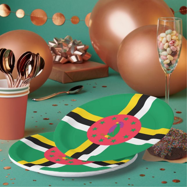 Assiettes En Carton Drapeau de la Dominique (Multi)