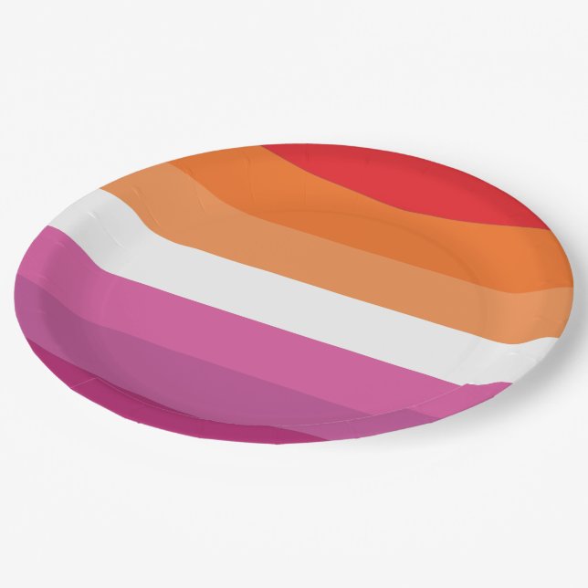 Assiettes En Carton Drapeau de la fierté lesbienne (Angle)