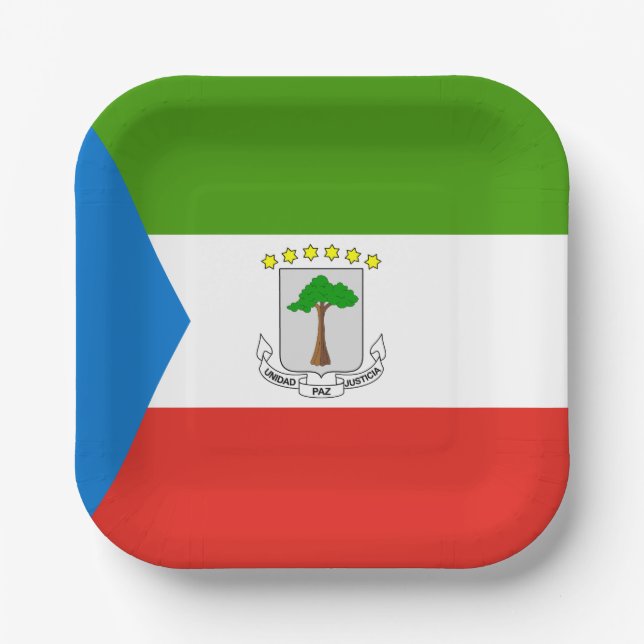 Assiettes En Carton Drapeau de la Guinée équatoriale (Recto)