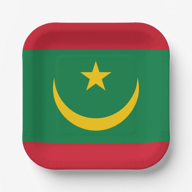 Assiettes En Carton Drapeau de la Mauritanie (Recto)