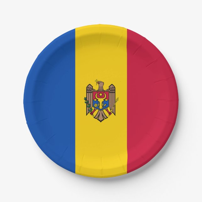 Assiettes En Carton Drapeau de la Moldavie (Devant)