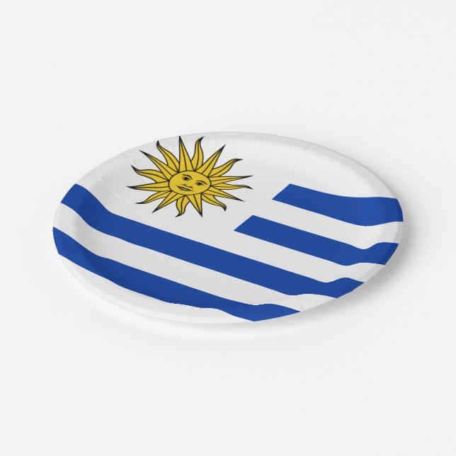 Assiettes En Carton Drapeau de la plaque du Parti Uruguay (Angle)