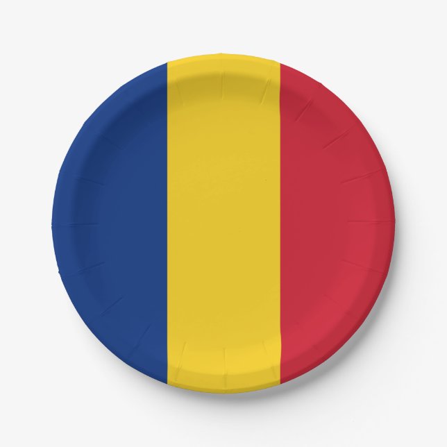 Assiettes En Carton Drapeau de la Roumanie (Devant)