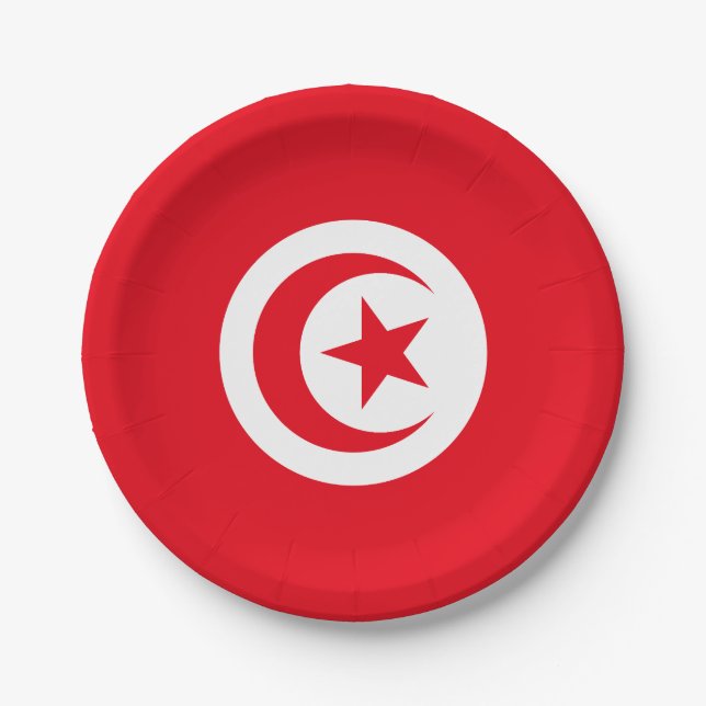 Assiettes En Carton Drapeau de la Tunisie (Devant)