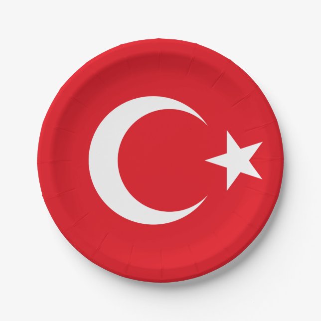 Assiettes En Carton Drapeau de la Turquie Plaques de papier (Devant)