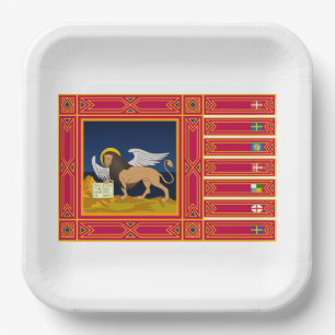 Assiettes En Carton Drapeau de la Vénétie (Italie)