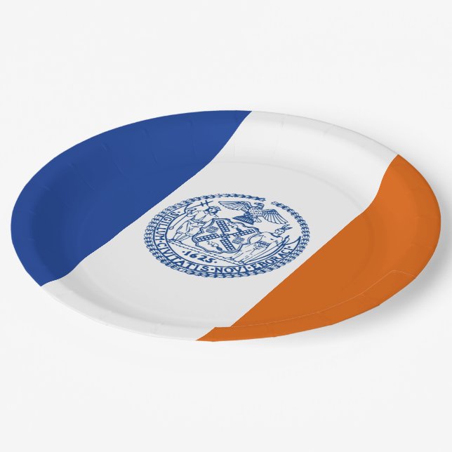 Assiettes En Carton Drapeau de la ville de New York (Angle)